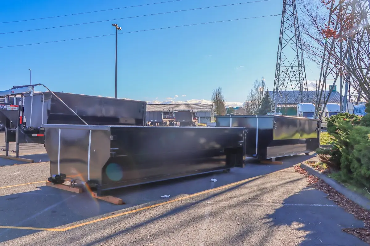 Roll-off dumpster ready for waste disposal at job site for Construction Dumpster Rental in Franklin Park